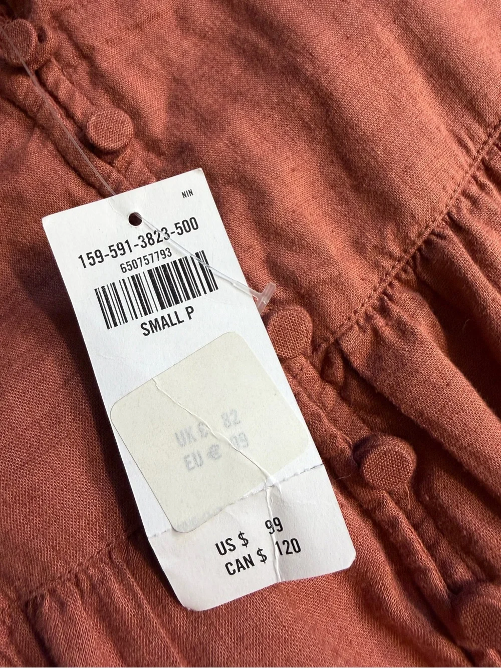 Abercrombie & Fitch NWT Button Through Maxi Dress Linen Blend in Rust Cinnamon S